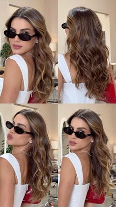 Camila Coelho Hair, Morena Hair Color Ideas, Sunkissed Brunette Hair, Gold Brown Hair, Balayage Hair Caramel, Red Hair Inspo, Brown Hair Looks, Brunette Hair With Highlights