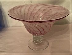 a glass bowl sitting on top of a table