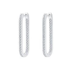 Women's Sterling Silver Geometric U Shape Full Diamond Earrings - Dazpy Men Shoes Formal, Hair Accessories Jewelry, Watch Necklace, Mens Slippers, Watches Jewelry, Ladies Tops Fashion, Gemstone Colors, Mens Casual Shoes, Wallets For Women