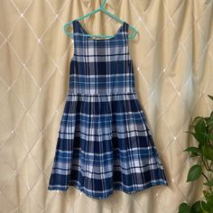 Nwt, Plaid Pattern, Navy Blue And White, Size 6x Plaid Sleeveless School Dress, Sleeveless Plaid School Dress, Blue Spring Dress For School, Blue Dress For School In Spring, Casual Cotton Ralph Lauren Dresses, Casual Cotton Dresses By Ralph Lauren, Ralph Lauren Blue Summer Dress, Casual Blue Ralph Lauren Dress, Navy Blue Girls Dress