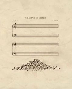 an old sheet music paper with the words sound of silence written in black on it