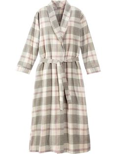 Flannel Wrap Robe For Women Cozy Sleep Robe For Fall, Cozy Fall Sleep Robe, Plaid Relaxed Fit Sleepwear For Fall, Relaxed Fit Plaid Sleepwear For Fall, Flannel Robe, Robe For Women, Flannel Women, Cotton Flannel, Shawl Collar