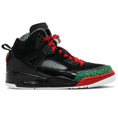 Nike Air Jordan SPIZIKE ‘OG’ Basketball Shoes/Sneakers Y2K 2006-2007 (315371-061) Men’s Size 10.5. Black/Varsity Red-Classic Green. Great condition! Thoroughly cleaned, inside and out, top to bottom. Only slight signs of wear (see all pics). No original box. Definitely a super dope pair of sneakers in an awesome colorway! 100% authentic, verified by a reputable source (see last pic). Product Details Originally released in 2006, the Air Jordan Spiz’ike pays tribute to Spike Lee and his Mars Black Jordan Spizike, Athletic Models, Black Basketball Shoes, Spike Lee, Jordan 3, Designer Sneakers, Nike Jordan, Black Patent Leather, Nike Air Jordan