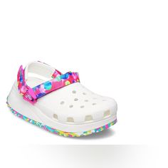 Crocs Classic Hiker Solarized Clog White Multicolored Color Tie-Dye Size Women’s 11 Men's 9 New Without Box Crocs Classic Hiker Women's Clog Adventure On In The Stylishly Redesigned Classic Hiker Women's Clog From Crocs. With A Croslite Foam Upper Featuring A Hook & Loop Instep Strap For Adjustability, This Clog Also Has A Pivotable Backstap And Holes For Jibbitz Charms. The Iconic Crocs Comfort Footbed Provides Lightweight Cushioning While The Sawtooth Outsole Offers Amazing Traction. Synthetic Fun White Clogs For Spring, White Fun Spring Clogs, Fun Multicolor Clogs For Spring, Crocs With Jibbitz, Shoes Crocs, Tie Dye Women, Women's Crocs, Crocs Shoes, Womens Clogs