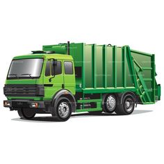 a green dump truck with the words clipart box below it