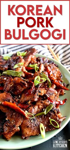 korean pork bulgogi on a plate with chopsticks