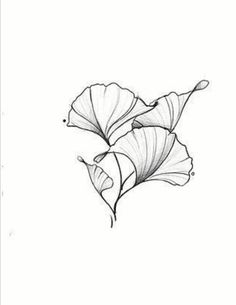 a black and white drawing of two flowers