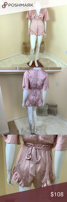 REVERSE SEXY GORGEOUS SATIN MAUVE PLAYSUIT ROMPER NWT BRAND NEW STUNNING AND BEAUTIFUL ROMPER 💕 *slight wrinkling from storage otherwise NWT Reverse Pants Jumpsuits & Rompers Feminine V-neck Jumpsuits And Rompers For Night Out, Feminine Fitted Short Sleeve Jumpsuits And Rompers, Solid Color Short Sleeve Jumpsuit For Date Night, Feminine V-neck Jumpsuit For Night Out, Playsuit Romper, Playsuit, Pant Jumpsuit, Jumpsuit Romper, Ballet Skirt