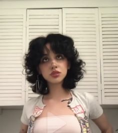 Haircuts For Wavy Puffy Hair, Short Female Haircut Curly, Puffy Bangs Hair, Short Curly Haircuts Grunge, Cute Short Haircuts With Bangs Fluffy, Short Poofy Hair With Bangs, Layered Short Curly Hair With Bangs, Short Poofy Hair Hairstyles, Short Curly Wolfcut With Bangs