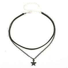 Product Details Introducing our Women's Two-Row Black Choker Necklace - the epitome of edgy elegance and bohemian charm. This captivating piece is designed to make a bold statement and accentuate your unique style.Crafted with high-quality stainless steel, this choker necklace is not only durable but also adds a touch of modern sophistication to any outfit. The black chain and pentagram star charm pendant create a striking contrast, making it a true fashion-forward accessory.The multilayer colla Edgy Adjustable Star-shaped Jewelry, Adjustable Edgy Star Jewelry, Adjustable Edgy Star-shaped Jewelry, Adjustable Star-shaped Edgy Jewelry, Edgy Star Charm Jewelry As A Gift, Black Star Charm Choker Necklace, Trendy Star Charm Festival Jewelry, Trendy Black Charm Necklace For Party, Punk Style Star Charm Jewelry As Gift