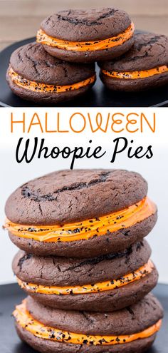 halloween whoopie pies stacked on top of each other