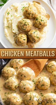 chicken meatballs in sauce Ground Chicken And Gravy, Chicken Meatballs And Mashed Potatoes, Chicken Meatballs With Gravy, Chicken Meatballs With Sauce, Ground Chicken Meatballs Recipes, Ground Chicken And Potato Recipes, Contadina Recipes, Frozen Chicken Meatballs, Chicken Meatballs Crockpot