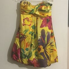 Strapless Dress With Floral Design Yellow Orange, Orange Yellow, Color Orange, Strapless Dress, Colorful Dresses, Floral Design, Womens Dresses, Orange, Yellow