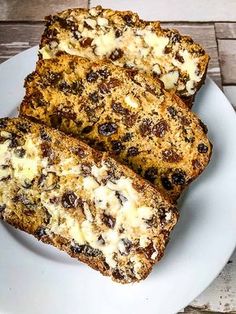 two pieces of bread on a white plate