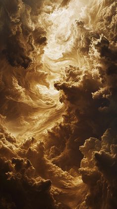 the sky is filled with clouds and yellow colors