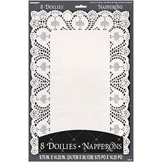 paper doiies with white lace on the edges and black border, 8 inches x 4 feet