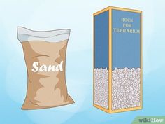 a bag of sand next to a cardboard box