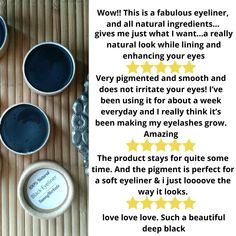 Customer reviews for SunnyHerbals 100% Natural Kajal Eyeliner. Such a beautiful deep black. This is a fabulous eyeliner and all natural ingredients. A really natural look while lining and enhancing your eyes. I really think it's been making my eyelashes grow. Amazing. The product stays for quite some time and the pigment is perfect for a soft eyeliner. I just love the way its looks. #kajal #eyeliner #ayurvediceyeliner #sensitiveeyes Eyelashes Grow, Soft Eyeliner, How To Grow Eyelashes