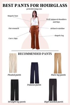 Fashion tips: Fitted Through the Hips and Thighs Petite Hourglass Outfits, Pants Guide, Low Waisted Pants, Hourglass Body Shape, Hourglass Fashion, Loose Fitting Pants, Striped Pant, Flattering Pants