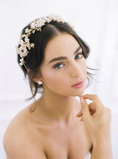 Headpieces Archives - All About Romance: Handmade Veils & Adornments Soft Updo Hairstyles, Bridal Halo Headpiece, Flowers Headpiece, Soft Updo