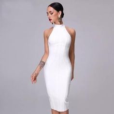 Starry bandage Dress |Bandage Dress Online |NC Fashions Celebrity Party, Bandage Midi Dress, High Neck Sleeveless, Runway Dresses, Dress Zipper, Bandage Dress, Newest Trends, Date Night Outfit, Occasion Dresses