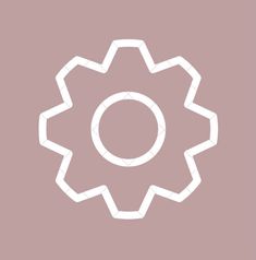 a white gearwheel on a pink background