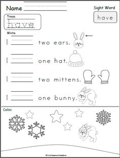 worksheet for beginning and ending the year with snowflakes, stars, and rabbits