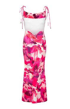 * Pink Print Maxi Dress 
 * 
 
 * HOW TO STYLE:  
 * Pretty in Pink! Whether it's a night out or a vacation look, this maxi () is a perfect statement piece. Style with sandals () for a more casual look or heels () to dress it up. Don't forget a shoulder bag () and simple gold jewellery 
 * 
 
 * FEATURES: 
 * Maxi length 
 * Mid-weight material 
 * Adjustable tie spaghetti straps 
 * Cowl neckline 
 * Open back 
 * Lined 
 * Ruching on back 
 * Stretch material 

 * This is the perfect formal dr Ruched Maxi Dress For Summer Evenings, Floral Print Midi Dress For Summer Evenings, Floral Print Midi Dress For Evening In Summer, Beachwear Maxi Dress With Ruched Details, Ruched Maxi Dress For Summer Beachwear, Fitted Beachwear Maxi Dress For Date Night, Pink Vacation Party Dress, Beach Season Evening Maxi Dress, Chic Floral Print Maxi Dress For Night Out