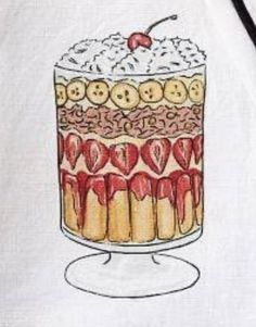 a drawing of a cake with cherries on it