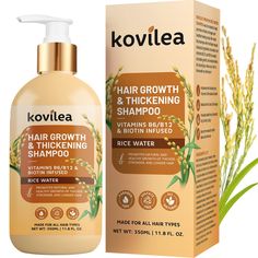 PRICES MAY VARY. Denser Healthier Hair: Transform your hair with the powerful combination of Kovilea’s shampoo infused with Biotin, Rice Water, and Castor Oil. Our shampoo will help stimulate your hair follicles which leads to enhanced hair density and thickens hair effectively, ultimately giving you thicker, healthier-looking locks. No More Irritated Dry & Itchy Scalp: Our rice water shampoo’s formula is made to soothe irritated scalps, alleviating dryness, dandruff, and itchiness. You can fina Rice Water Hair Growth, Rice Water Shampoo, Water Hair Growth, Shampoo Natural, Water Hair, Dry Itchy Scalp, Strengthen Hair, Hair Growth Shampoo, Thickening Shampoo