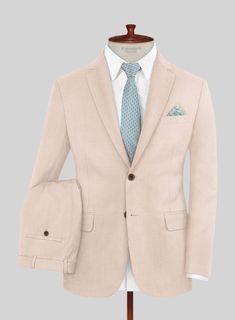 Establish your finest persona with a style statement piece, the Marco Stretch Rose Gold Suit, a breathtaking addition that offers a revolutionary upgrade to your fashion repertoire. Tailored with a wool blend, our suit with a lovely and calm pink shade will offer you the spotlight of every moment, and the sleek texture will bring exponential comfort to your daily work wear or classy dinner parties. If you desire to be the center of attention, then our elegant style is your trusted companion.  Lo Pink Suits With Welt Pockets For Spring, Tailored Pink Blazer For Business Casual, Spring Wool Suits For Formal Occasions, Spring Formal Wool Suit, Spring Wool Formal Suit, Beige Suits For Spring Formal Occasions, Pink Slim Fit Suit For Business, Spring Formal Beige Suits, Elegant Pink Blazer For Business