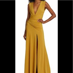 Worn Once In Good Condition. The Side Belt Was Removed! No Stains Halston Heritage Dress, Side Belt, Halston Heritage, Yellow Dress, 2 Colours, Size 2, Maxi Dress, Womens Dresses, Yellow