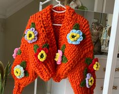 Leilayca Lotus Blossom , Chunky Cropped Orange Multicolored Floral Cardigan , Orange Knit Crop Jacket for Woman, Unique Gifts for Her - Etsy Türkiye Orange Knit, Lotus Blossom, Floral Cardigan, Unique Gifts For Her, Knit Crop, Crop Jacket, Cardigans For Women, Lotus, Blossom