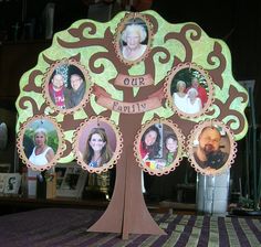 a family tree with pictures on it and the names of people in each photo is shown