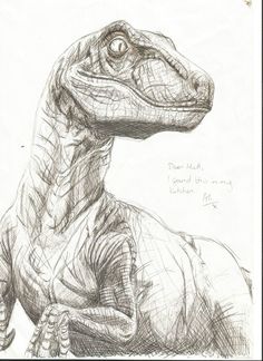 a pencil drawing of a dinosaur sitting down