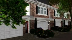 two story brick house with white trim and windows