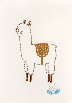 a drawing of a llama wearing a scarf