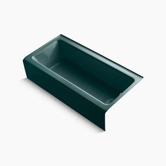 an empty green bathtub on a white background