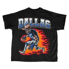 Get ready to make a statement with this fierce Dallas Football T Shirt. This iconic horror-streetwear inspired shirt is not for the faint of heart. Made with the highest quality materials, it is comfortable enough to wear all day and built to withstand all of your adventures. The vibrant Cowboy graphics on the front will make it clear to everyone which team you stand with, while the street style design gives off major urban vibes. Whether you're heading to the game or just cruising the streets, Football T Shirt, Mens Long Sleeve Tee, Football Shirt, Premium Fabric, Dallas Cowboys, Stylish Shirts, Football Shirts, Upper Body, Formal Occasion