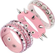 Adjustable Punk Bracelets For Streetwear, Adjustable Punk Bracelet For Streetwear, Adjustable Punk Cuff Bracelet With Wrist Strap, Trendy Festival Bracelets With Rivets, Edgy Adjustable Pink Jewelry, Punk Festival Wristband With Rivets, Punk Style Bracelets With Wrist Strap For Festival, Trendy Adjustable Spiked Bracelets, Adjustable Punk Wristband