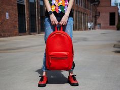 Italian Leather Backpack City - Red - olpr. Red Leather Backpack For Daily Use, Luxury Red Backpack For Daily Use, Red Leather Travel Backpack, Red Leather Backpack For Everyday, Red Leather Everyday Backpack, Everyday Red Leather Backpack, Modern Red Standard Backpack, Luxury Red Backpack For Travel, Red Leather Backpack For School