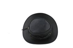 Our smooth leather cowboy hats are made of genuine cowhide leather. This beautifully handcrafted hat is made with fine craftsmanship and materials. Any scars, wrinkles or other subtle variations are characteristics of natural leather and do not affect its strength or quality. The unisex leather hat is embellished with Oklahoma brass snaps on each side . The crown of the had also boasts a braided hat band. Use the strap for windy days or to keep it around your neck while traveling so you won't lo Western Style Adjustable Top Hat For Outdoors, Adjustable Western Top Hat For Country Events, Adjustable Country Style Top Hat For Outdoor, Adjustable Country Hat Bands For Riding, Western Style Leather Hat With High Crown, Black Leather Hat Bands For Country Events, Adjustable Country Style Fedora For Riding, Western Leather Top Hat With Wide Brim, Adjustable Leather Western Fedora