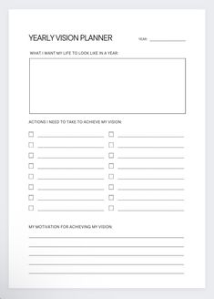 a printable vision planner is shown