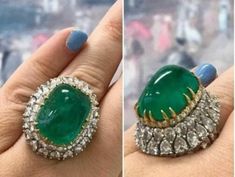 "Specification:- *Diamond Material : Cubic Zirconia & Cabochon *Center Stone Shape : Fancy Cut  *Center Stone Dimension : 21*16 MM  *Side Diamond Dimension : 2.00, 5.*3.5, 4.7*3.2 MM *Diamond Color : White, Green *Clarity : VVS *Making Process: Handmade by our Experienced Staff. *Stamp: Our All Rings Stamped According to metal Purity (925 SIL/10K/14K/18K). Customization:- *Buyer can Request change of rhodium color in 925 Silver Jewelry (No additional Charge). *In Gold (10K, 14K, 18K) buyer can c Pear Cut Diamond Ring, Emerald Rings, David Webb, Fancy Stones, Pear Cut Diamond, Diamond Cocktail Rings, Cabochon Ring, Emerald Jewelry, 925 Silver Jewelry