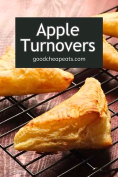 close up of apple turnovers on a cooling rack. Homemade Apple Turnovers, Puff Pastry Apple Turnovers, Turnovers With Puff Pastry, Apple Turnovers With Puff Pastry, Easy Apple Turnovers, Puff Pastry Apple, Apple Turnovers, Frozen Puff Pastry