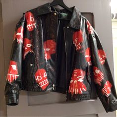 Hand Painted, Front And Back, By Oglala Lakota Neo-Expressionist Artist Konrad Pumpkin Seed (Signed With His Street Tag Kato). Brand New Vegan Leather Jacket. Leather Jacket Upcycle, Leather Upcycle, Native American Jackets, Oglala Lakota, Leather Jacket Patches, Skull Jacket, Punk Jacket, Painted Leather Jacket, Boss Outfit