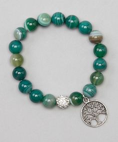 At Home Jewelry Cleaner, Beaded Braclets, Tree Of Life Bracelet, Bracelet Ideas, Green Agate, Elastic Bracelet