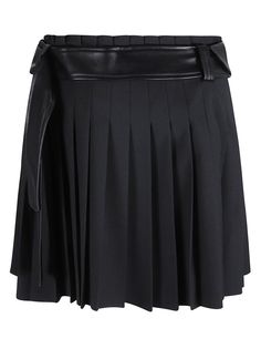 This pleated mini skirt from Alberta Ferretti combines style and sophistication. Crafted from a luxurious blend of materials, it features a faux-leather trim and an elegant belted waist for a flattering silhouette, making it an essential piece for the season.

- Composition: 60% polyester, 30% wool, 8% viscose, 2% elastane  
- Thigh-length design  
- Pleated for added movement Valentino Garavani Bag, Red Booties, Fendi Wallet On Chain, Stella Mccartney Bag, Versace Shop, Jimmy Choo Bag, Embellished Gown, Golden Goose Deluxe Brand, Saint Laurent Shoes