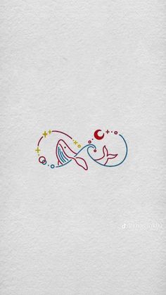 a drawing of a fish with stars on it's tail and the letter c