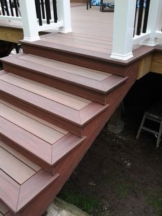 a set of stairs leading up to a deck